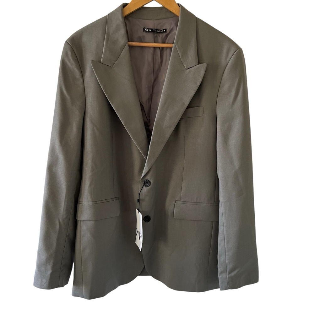 Zara Man 2 Button Gray Blazer Sport Coat Jacket Size 40 USA